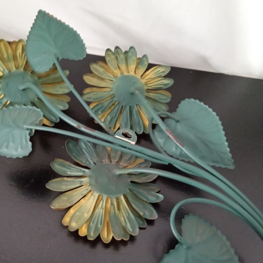 Yellow Metal Sunflower Wall Art Rustic Floral Garden Decor Hanging Sculpture - Picture 2 of 5